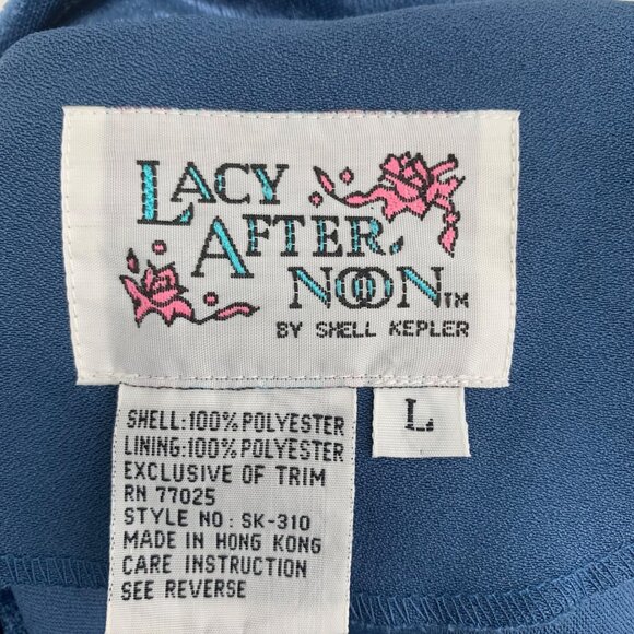 Vtg Lacy Afternoon Kepler Beaded Blazer L Light Blue Adjustable Back Pockets 80s - Picture 8 of 14